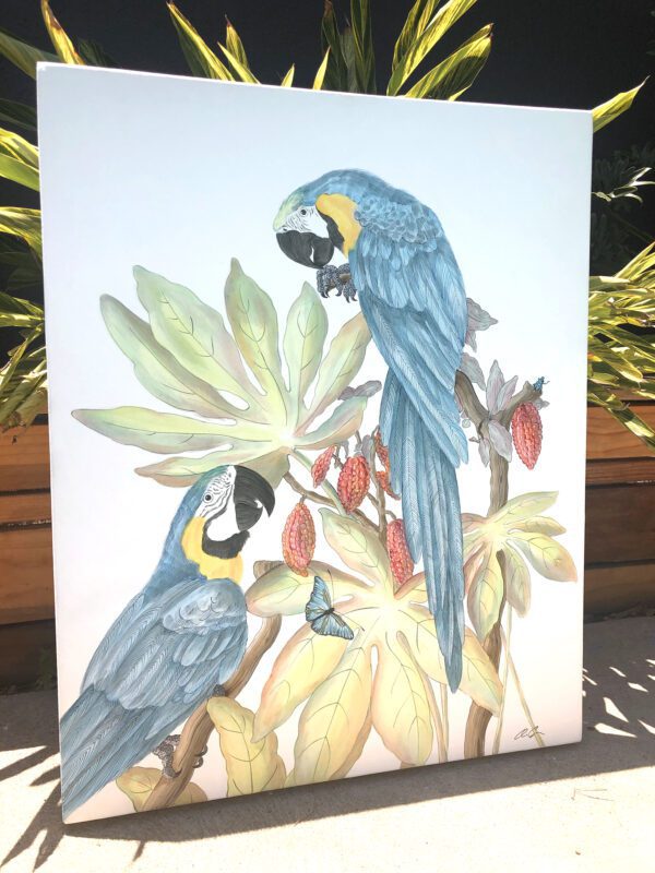The painting of a Forever and a Day macaw parrot