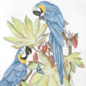 "Forever-and-a-Day"-Chinoiserie-macaw-painting-parrot-by-Allison-Cosmos