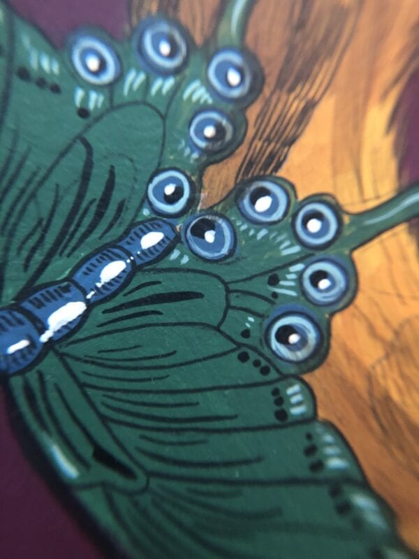 A close up of an illustration of a butterfly featuring "Spot On", Leopard Painting Big Cat Art by Allison Cosmos.
