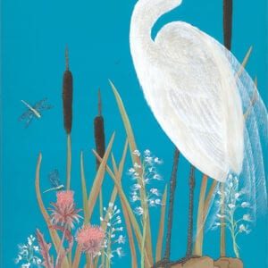 "Nothing-to-Egret"-coastal-bird-painting-by-Allison-Cosmos
