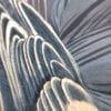 A close up of the "Look No Feather" Chinoiserie Bird Painting.