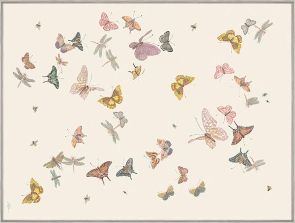 A "Daydream" Chinoiserie-inspired butterfly print displayed in a frame on a white background.