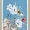 A "Dream Come Blue" Chinoiserie Bird art print featuring birds and flowers on a blue background.