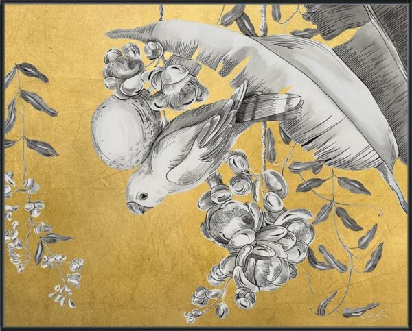 serenade-gold-parrot-art-print-by-Allison-Cosmos