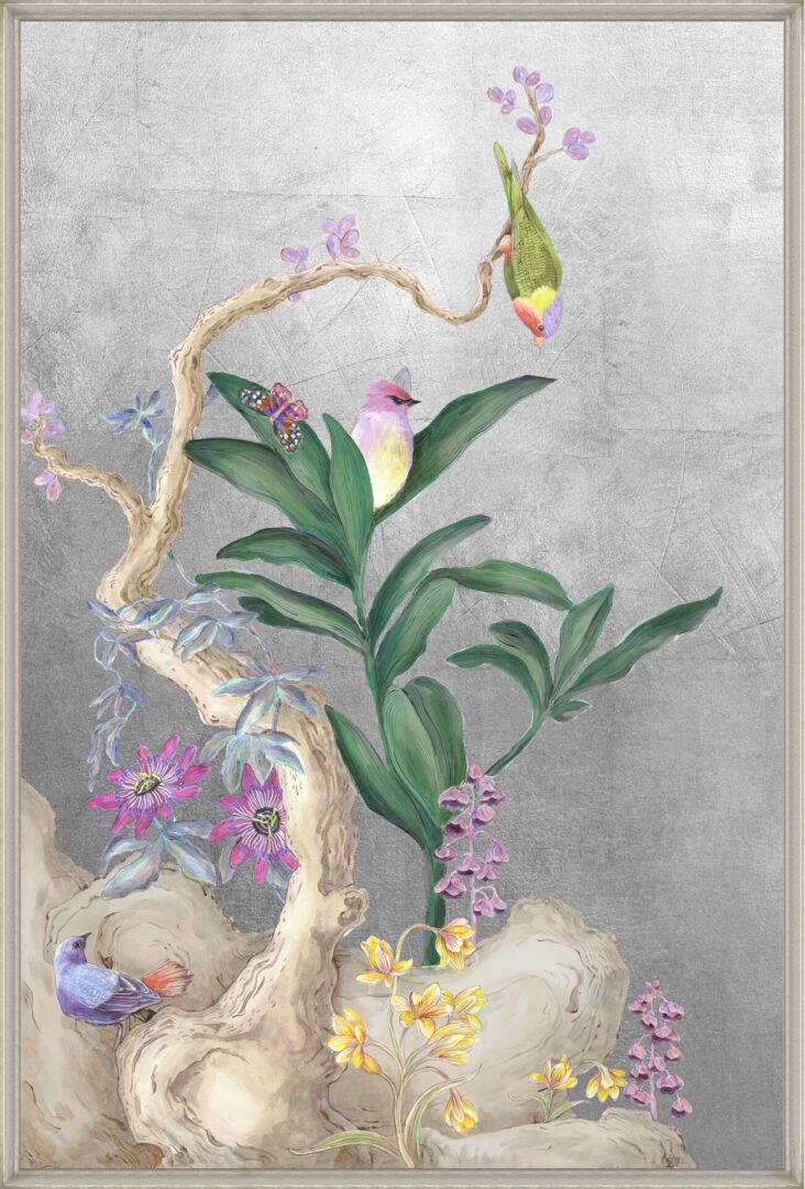 Olivia's-Garden-Chinoiserie-art-on-silver-by-Allison-Cosmos
