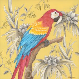 Macaw-of-the-Wild-scarlett-macaw-parrot-painting-by-Allison-Cosmos