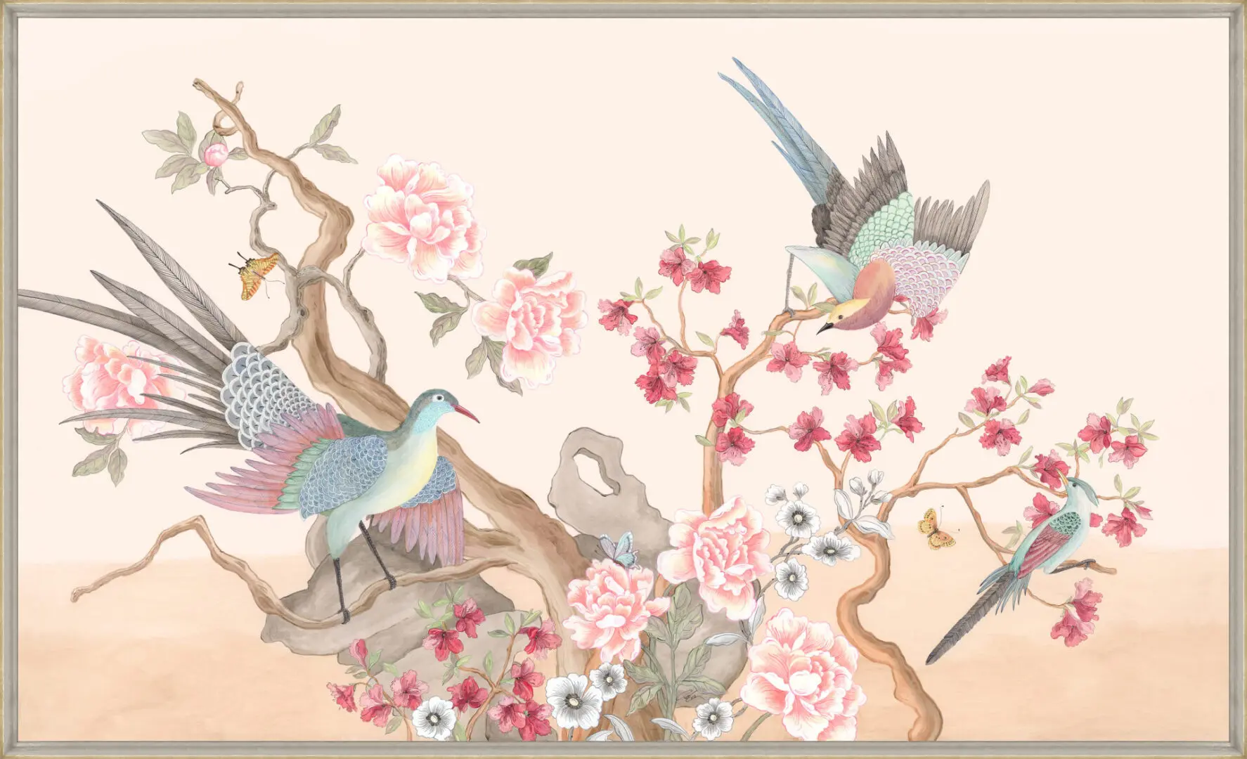 pink-Chinoiserie-birds-art-print-painting-by-Allison-Cosmos
