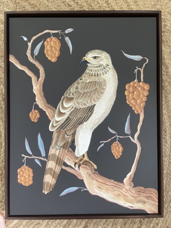 Hawk-on-Wood-Cooper's-Hawk-painting-by-Allison-Cosmos