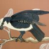 A painting of a black and white bird perched on a branch, depicting Eagle Opportunity birds of prey painting.