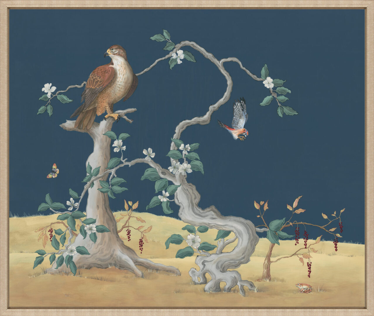 seize-the-prey-hawk-kestrel-chinoiserie art-print-by-Allison-Cosmos