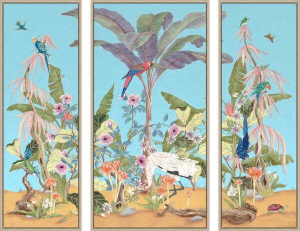 Palm-Beach-Paradise-Tropical-Coastal-Art-Triptych-Print-by-Allison-Cosmos