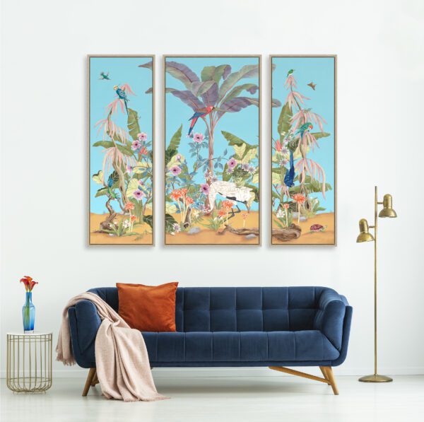 Palm-Beach-Paradise-Tropical-Coastal-Art-Triptych-Print-by-Allison-Cosmos