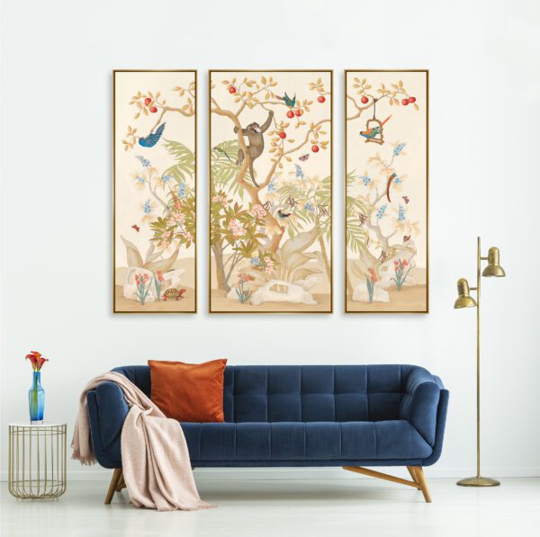 Jungle-Chinoiserie-monkey-birds-art-by-Allison-Cosmos