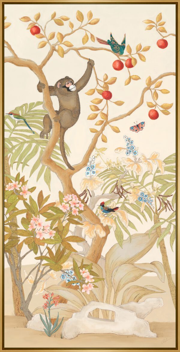 Jungle-Chinoiserie-monkey-birds-art-by-Allison-Cosmos