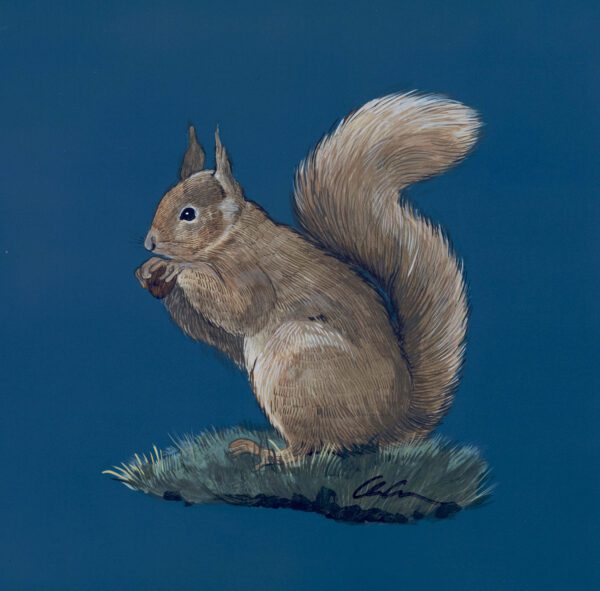 Nut-Today-Maybe-Tomorrow-Squirrel-art-painting-by-Allison-Cosmos