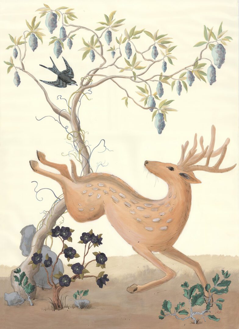 Deerly-Beloved-Deer-Fawn-Chinoiserie-by-Allison-Cosmos