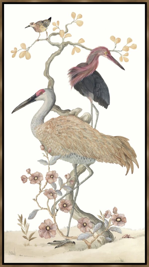The-Coast-Guard_sandhill-crane-heron-Chinoiserie-art-by-Allison-Cosmos