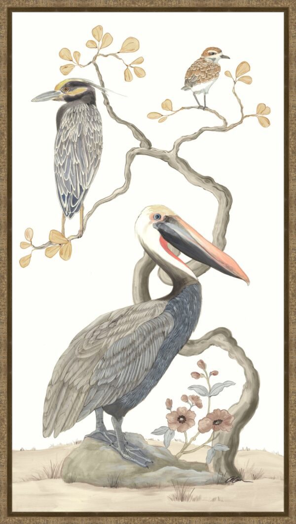 "Stand By Me" Chinoiserie pelican coastal art print