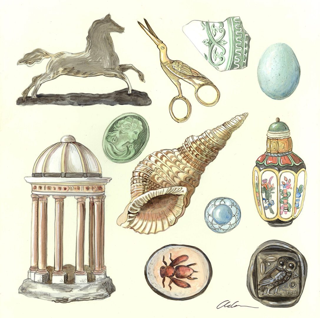 chic-and-find-antique-treasures-collectibles-art-painting-by-Allison-Cosmos