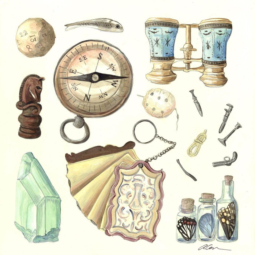guilty-treasure-collectible-curiosities-art-painting-by-Allison-Cosmos