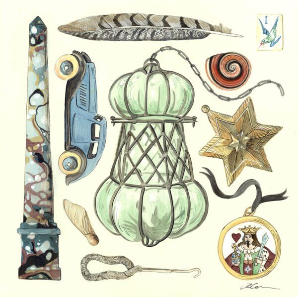 It's-all-antique-to-me-treasures-curiosities-art-painting-by-Allison-Cosmos