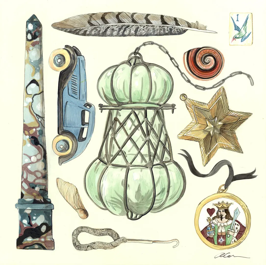 It's-all-antique-to-me-treasures-curiosities-art-painting-by-Allison-Cosmos