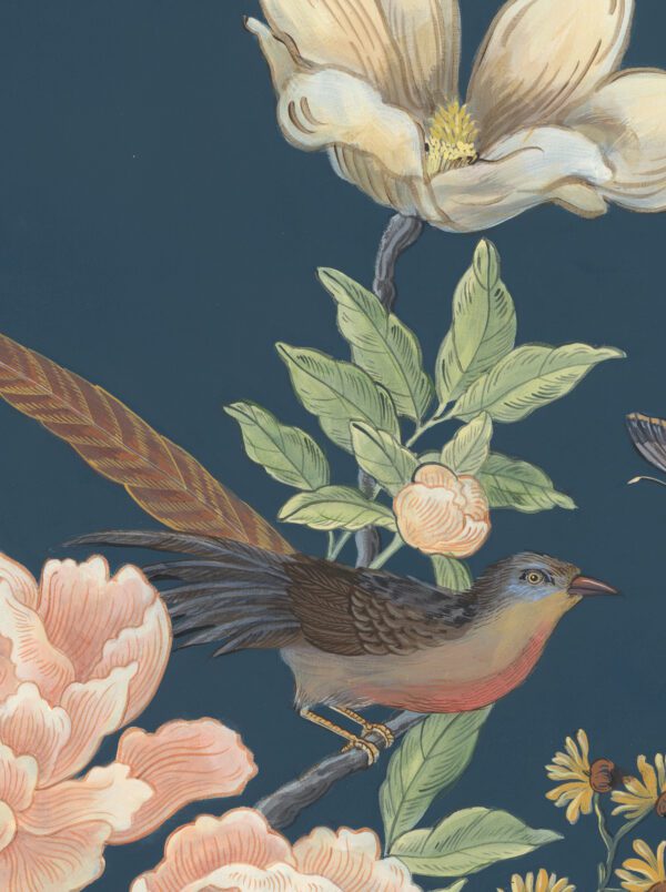 Mourning-Has-Broken-Blue-Chinoiserie peonies-magnolias-painting-by-Allison-Cosmos