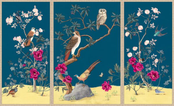 Once-Upon-A-Forest-Chinoiserie-Triptych-art-print-by-Allison-Cosmos