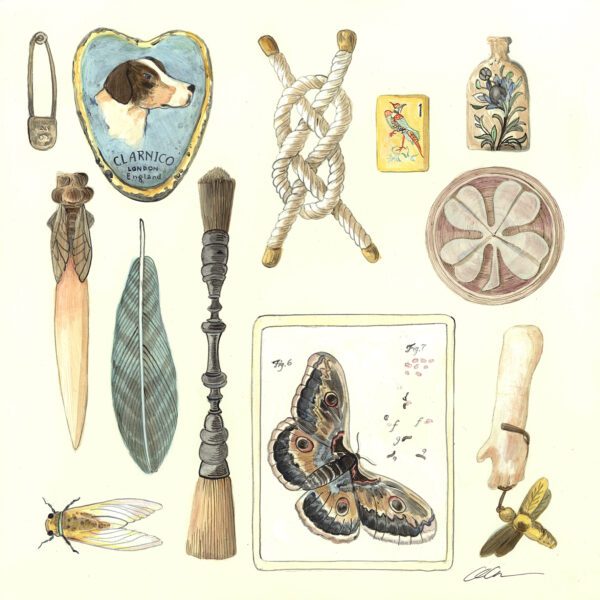 The-Artifact-Remains-curiosities-collectibles-collection-art-painting-by-Allison Cosmos