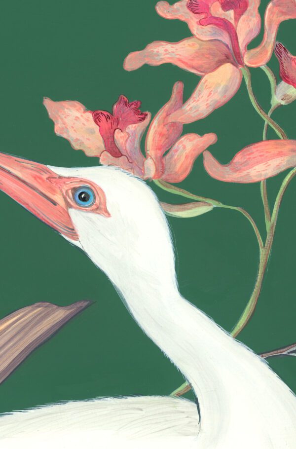 Tropical-Illusion-White-ibis-Coastal-Chinoiserie-art-print-by-Allison-Cosmos