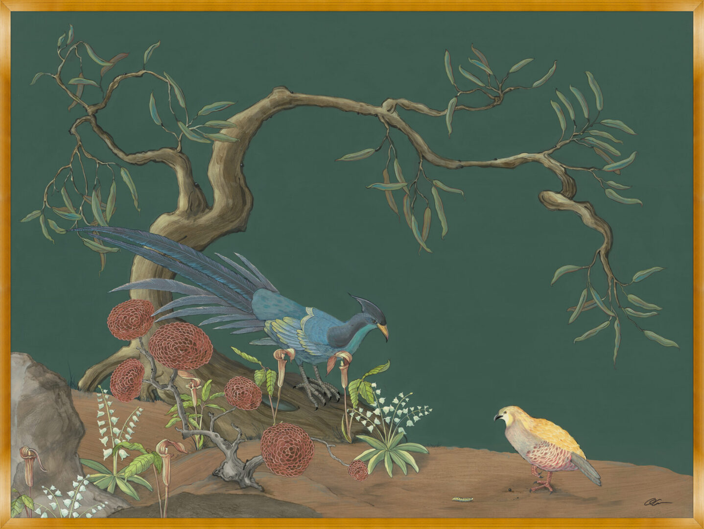 Food-For-Thought-Chinoiserie-birds-tree-art-print-by-Allison-Cosmos