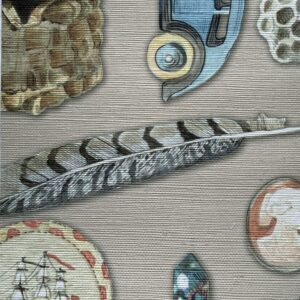 “Oh For Keepsake” curiosities collectibles  grasscloth fossil-sample